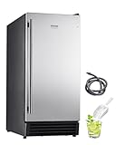 VEVOR Under Counter Ice Maker Machine, 50 Lbs/Day Stainless Steel Built-in Ice Maker with Built in Drain Pump, Reversible Door, 22Lbs Storage, Freestanding Ice Makers for Commercial Home Kitchen