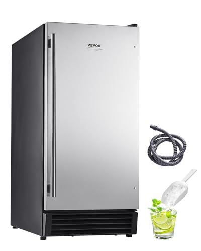 Image of VEVOR Under Counter Ice Maker Machine, 50 Lbs /Day Stainless Steel Built-in Ice Maker with Built in Drain Pump, Reversible Door, 22Lbs Storage, Freestanding Ice Makers for Commercial Home Kitchen