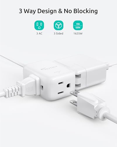 Two Prong Extension Cord 10FT, for Old House Non-Grounded Outlets, White - image 4