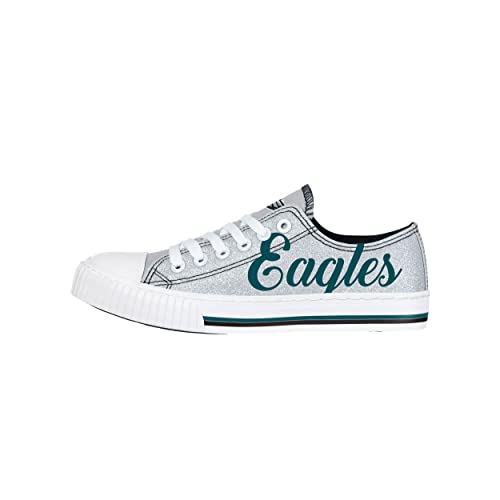 Image of FOCO Womens NFL Team Logo Ladies Fashion Color Glitter Low Top Canvas Sneakers Shoes