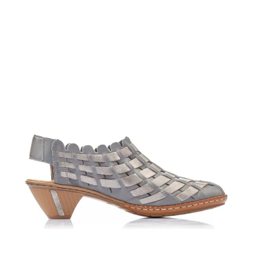 Image of Rieker 46778 Sina Women's Heels - Sling-Backs, Leather Upper, Hand-Woven Design, Anti-Stress Comfort, Flexible Sole, Secure Fit, and Timeless Everyday Style