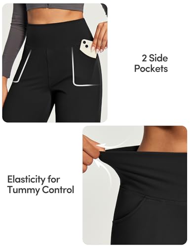 IUGA Wide Leg Yoga Dress Pants for Women with Pockets Stretch Work Pants Women High Waisted Business Casual Trousers Slacks4