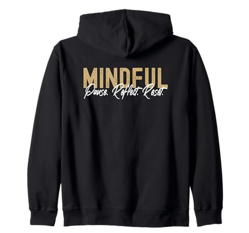 Diseño Inspirador Mindful Pause Reflect Reset Meditación Sudadera con Capucha