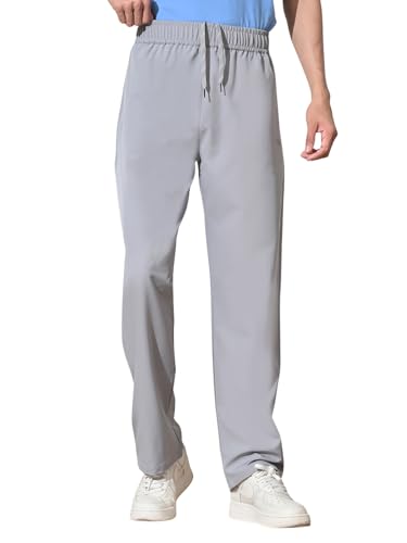 Image of FITINC Men's All-Season Relaxed Fit Track Pants | Stretchable Gym Lower with 2 Deep Zipper Pockets | Quick-Dry Athletic Joggers for Running, Workout & Yoga
