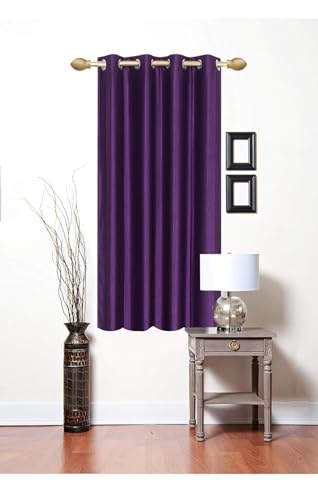 Image of Woah Modern Solid Long Crush Curtain Door CCurtain Polyester Weaved Parda Modern Parde for Living Room Bedroom Home Office Screens Eyelet Ring Purple 7Feet(Pack of 1)