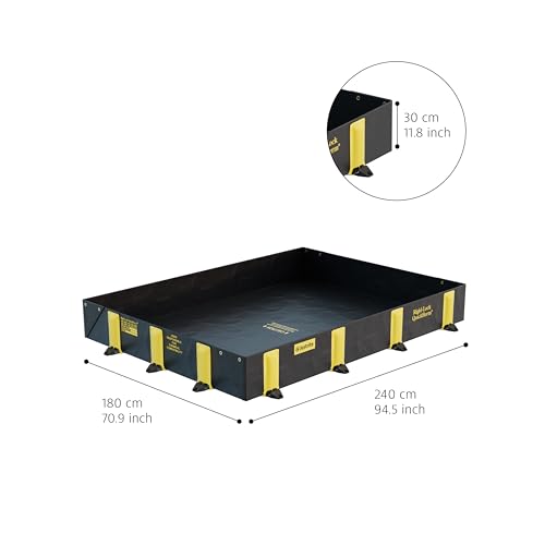 Image of Justrite Rigid-Lock QuickBerm, 6' x 8' x 12 inch, Large Drive Over Oil Spill Containment Berm, 335 Gallon Spill Capacity, PVC Coated Fabric, Made in The USA, Black, 28516