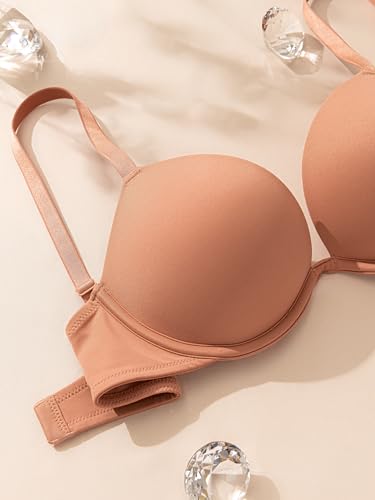 Image of Deyllo Women's Push Up Underwire Bra Super Padded T-Shirt Bra Add Two Cups