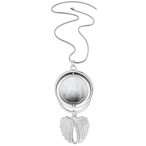 Collier pendentif ailes d'ange en métal noir et blanc pour look moderne