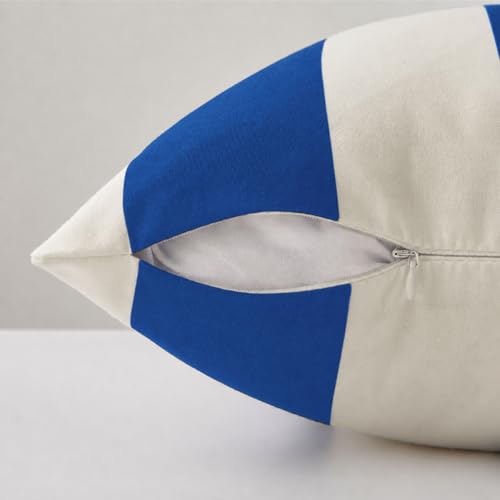 Image of Allorry Outdoor Pillow Covers 16x16 Set of 2 Royal Blue Striped Decoration Throw Pillow Covers for Spring Summer Outdoor Waterproof Garden Patio Furniture Sofa Bed Home Decor JB007-N16