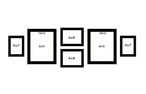 Image of Art Street Effortless Set of 6 Individual Black Fiber Wood Wall Photo Frames