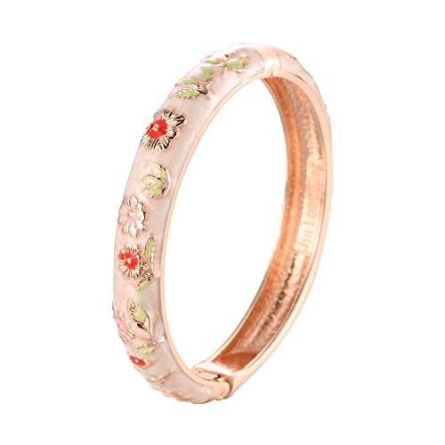 Ujoy Bangles 5 Pcs Enamel Jewelry Set Rose Gold Flower Engraved Cloisonne Bracelets Pack In A Box 5Pcs-Cwh #TOP6