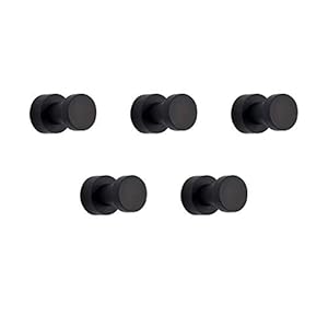 BGL Zelfklevende haken, robuuste muurhaken, handdoekhaken voor aan de wand van badkamer, keuken, deur, kast, messing – 5 stuks (zwart)