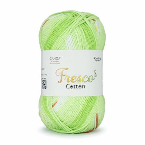 Image of Ganga Acrowools Cotton Delight, Dk Weight Cotton Yarn, Oekotex Class L Certified 100G, 169M (RC002 - Green)
