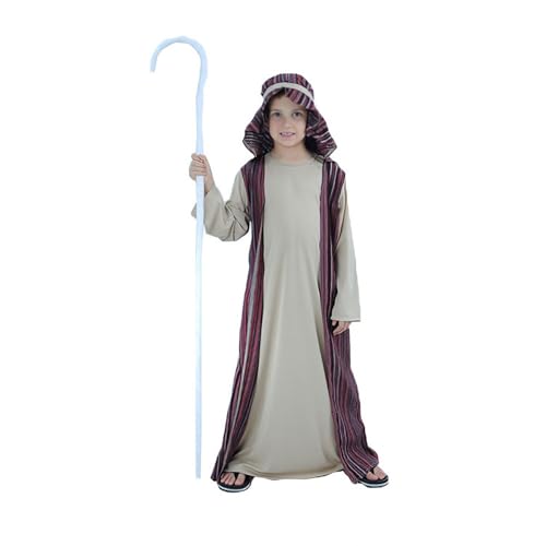 Disfraz de San José para niños de 6 a 12 años, disfraz bíblico de Jesús, disfraz bíblico de Navidad para cosplay, escuela, escenario, actuaciones, A30 marrón, 8-10 años