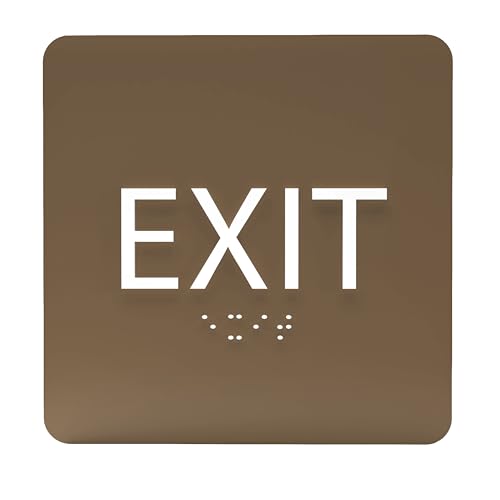 ADA CENTRAL SIGNS - 6" X6" Exit Sign - ADA Compliant Tactile Graphics Grade 2 Braille Text Acrylic Wall Signs - Emergency Rescue Safety Door Sign for Schools, Offices, Businesses, and Restaurants