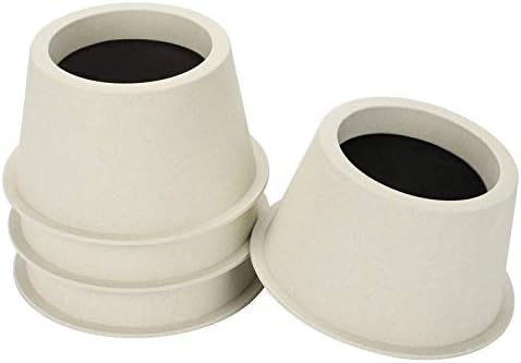 BSTKEY Set of 4 Pieces Round Bed Risers Chair Risers Desk Risers Table Risers Sofa Riser Circular Furniture Risers Lifts (Beige, 5cm)