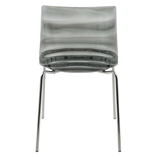 Image of LeisureMod Modern Acrylic Lucite Dining Chair with Metal Legs Accent Side Chair for Dining Room, Contemporary Kitchen, Small Spaces, and Office in Transparent Black