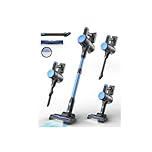 N8 Cordless Vacuum Cleaner, 40KPA Powerful Suction Vacuum Cleaners for Home,40 Mins Runtime, Rechargeable Battery, Self-Standing, Lightweight Stick Vacuum for Hardwood Floor Carpet Pet Hair (Blue)