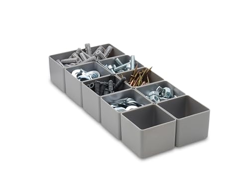 1a-TopStore 10 Stk. Einsatzkästen Einsatzboxen Schubladen-Einsatzkasten Sortierboxen, 32 Größen, 5 Farben (grau, 49x49x40 mm) – Ansicht 1