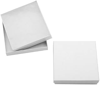 White Cardboard Square Jewelry Boxes With Swirls 3.5 x 3.5 x 1 Inches (16)