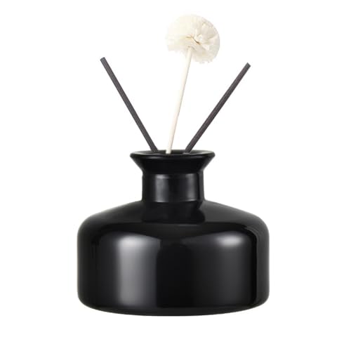 200 ml/6.7 oz Empty Glass Diffuser Bottles Refillable Aromatherapy Jar Container DIY Replacement Reed Diffuser Accessories Essential Oils Crafts Decor(Black)