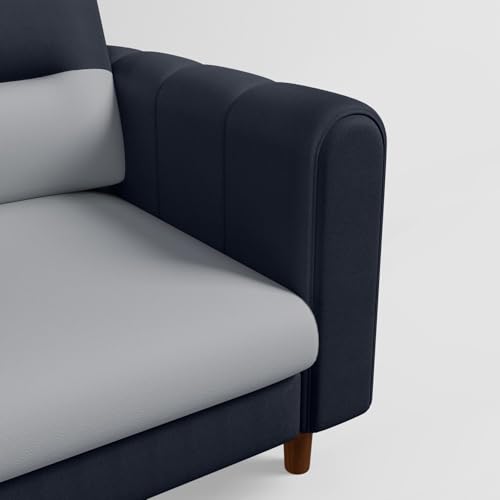Image of GODREJ INTERIO Sofa Smuff V2 1 Seater Fabric Sofa for Living Room, 3-Years Warranty, Solid Wood, Blue and Grey