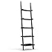 Tangkula Ladder Shelf, 5-Tier Multifunctional Modern Wood Plant Flower Book Display Shelf, Home Office Storage Rack Leaning Ladder Wall Shelf (Black, 1)