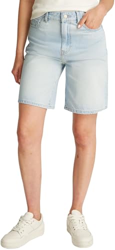 Tommy Hilfiger Women's High Waist Bermuda Denim Shorts, White (Sky), 32W