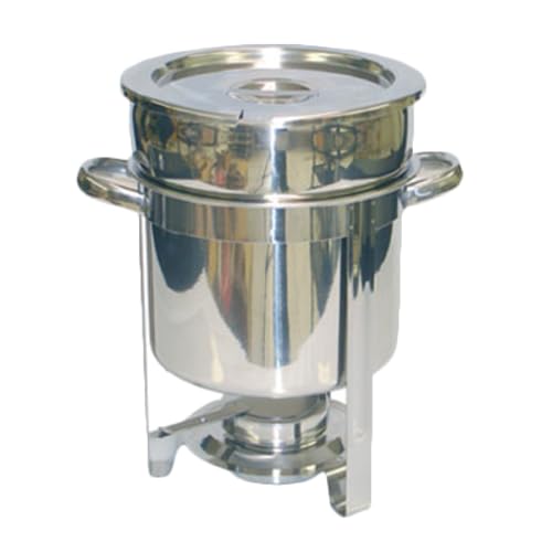 FSE SLRCF8307 Marmite Chafer, 7 Quart, 12-1/2" x 9-1/4" x 13-1/4"H, Round, Welded Frame, Lift-Off lid, Water pan, Fuel Holder, Stainless Steel, Mirror-Finish