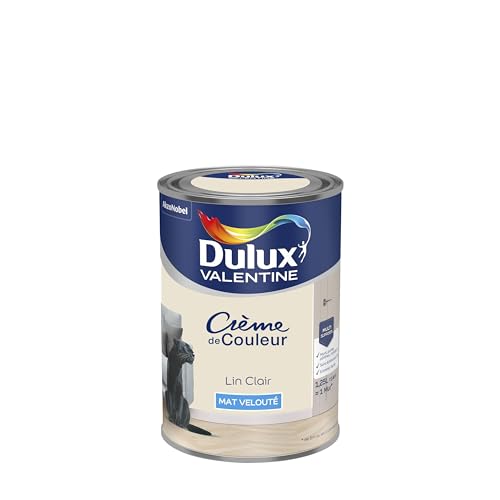 Dulux Valentine Crème de Couleur - Peinture multi-supports intérieure - Mat Lin Clair 1,25 L