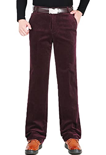 Flygo Men's Classic Fit Warm Fleece Lined Straight Leg Corduroy Pant Non-Iron