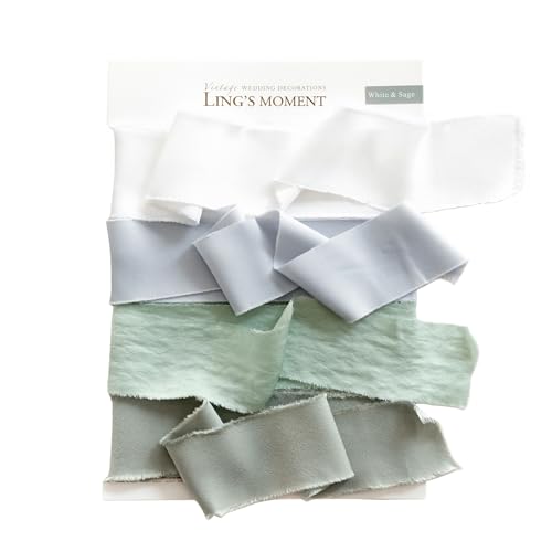 Ling's moment Sage Green Satin Ribbon,1.6Yd Handmade Silk Ribbon,Fabric Ribbon Use for Gift Wrapping Wedding Floral Bouquets Party Decoration,Ribbons for Baby Shower Holiday Decor