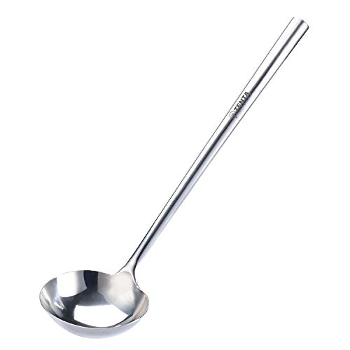TENTA KITCHEN Professional Large Stainless Steel Serving Ladle Spoon - Gravy Ladle Soup Spoon For School Canteen,Hotel Kitchen,Restaurant (3.86x17)