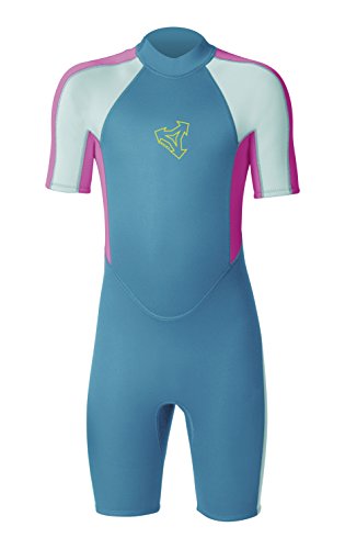 Xcel Youth 2mm Axis Springsuit, Lake Blue/Pink/Honey Dew, Size 12