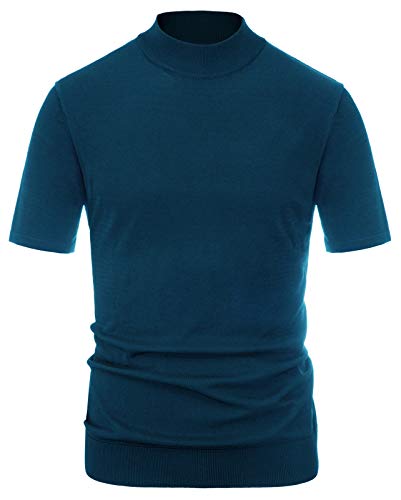 PJ PAUL JONES Men's Turtleneck Short Sleeve Sweater Lightweight Mockneck Pullover Dark Blue, Size XL