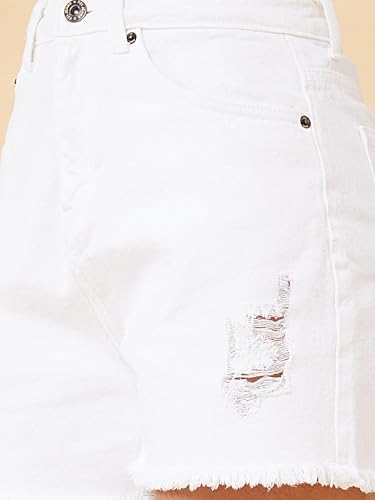 Image of Globus Women White Regular Fit Denim Shorts-3633776001