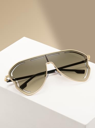 Trendy Womens Sunglasses Oversize Sunnies, 69mm UV400 Protection Lens Metal Frame Butterfly Shades(98271)2