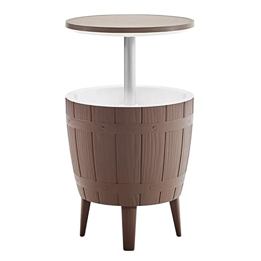 BLUU Outdoor Patio Cooler Bar, Outdoor Patio Furniture and Hot Tub Side Table, Adjustable Height Tables with 10 Gallon Coffee, Beer and Wine Cooler, Waterproof & Steady, Grey