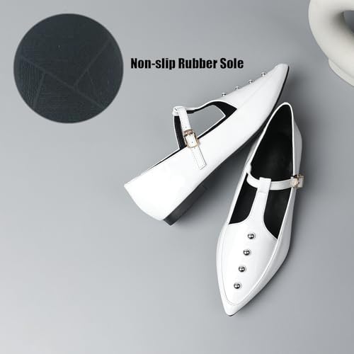 Women's T-Strap Pointed Toe Flats with Studded Decor Comfortable Adjustable Buckle Slip-On Flat Dress Mary Jane Shoes for Commuting Party Business Daily3