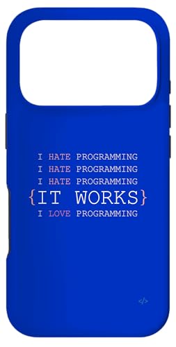 I Hate Love Programming Funny Code Works ����ȃf�o�b�O �X�}�z�P�[�X iPhone 17 Pro �p