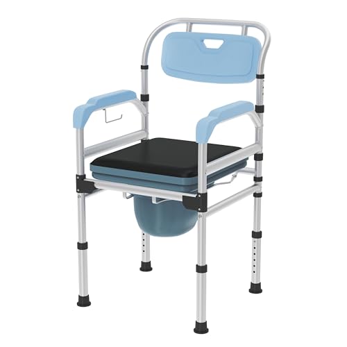 VANCHEMO Silla de ducha con respaldo ergonómico, plegable de aleación de aluminio, para personas con discapacidad, ancianos y mujeres embarazadas, tipo I