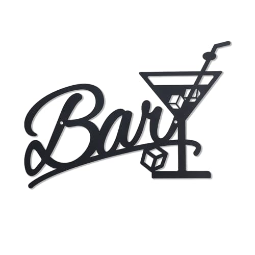 KOYILTD Black Metal Bar Sign Modern Home Bar Decorations Metal Wall Art for Kitchen Funny Sign Black Bar Letters Wall Decoration for Home Kitchen Dining Room Living Room (Unique)