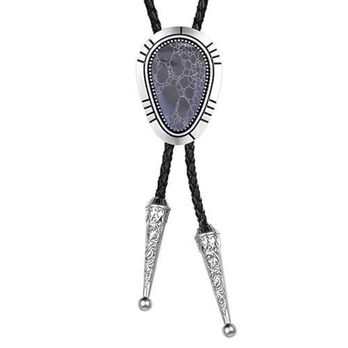 Image of HUABOLA CALYN Bolo Tie for Men Women, Native American Rodeo Cowboy Turquoise /Scorpion /Tiger Eye /Black Agate Leather Necktie