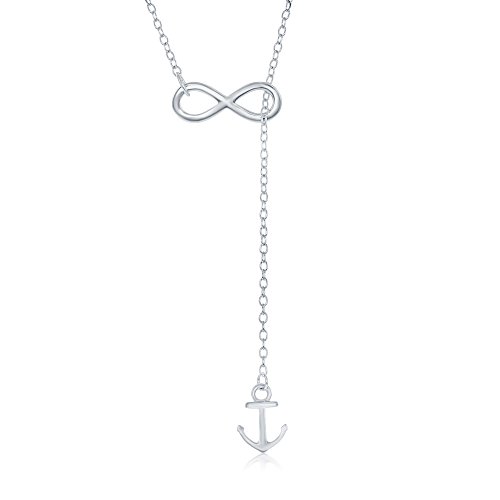 Beaux Bijoux 925 Italian Sterling Silver Infinity and dangling Nautical Anchor Lariat Y 16+2" Necklace - Image 3