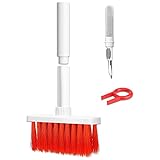 Tiankohelan 5 in 1 Multifunctional Keyboard Cleaning Brush,Keyboard Brush Tool Set for Headphones Keyboards Screens Mobile Phone(Red White)