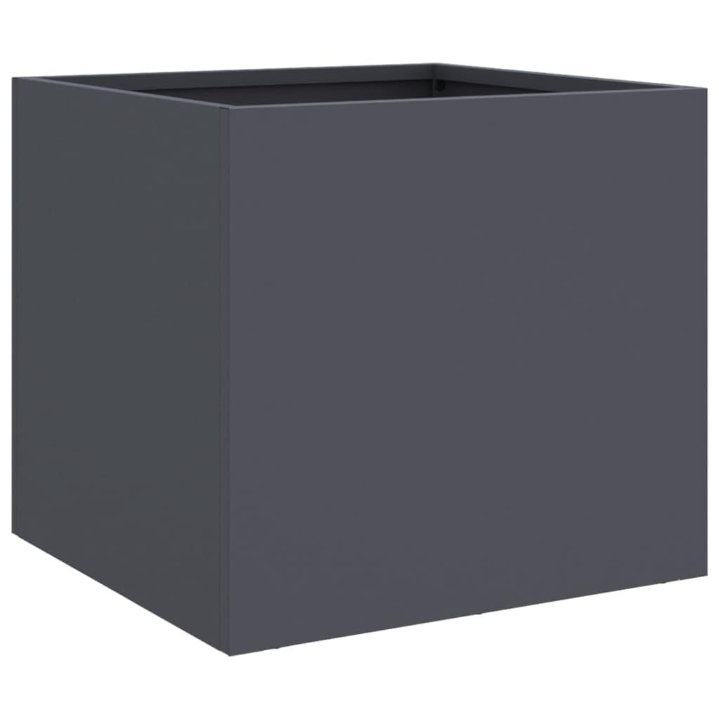 Cama de jardín elevada de acero galvanizado, macetas altas para plantas macetas, maceta de exterior, jardinera de exterior, para jardín, patio, acero/antracita, 32 x 30 x 29 cm