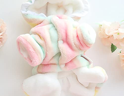 Chezabbey Fluffy Faux Fur Small Rainbow Dog Hoodie Dress Warm Dog Sherpa Jacket Soft Fleece Pet Girl Doggie Coat Adorable Puppy Sweater Cat Winter Clothes Thick Kitten Sweatshirt Apparel #TOP5