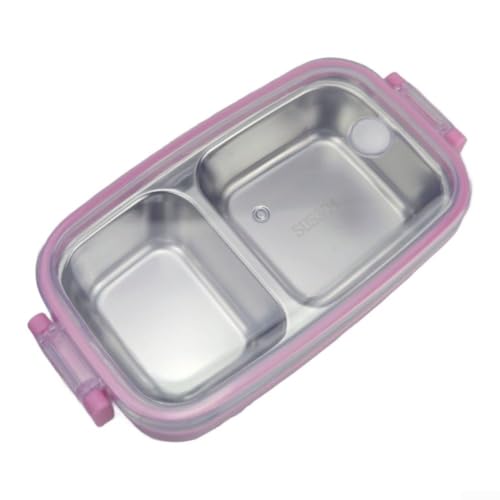 Fiambrera portátil de acero inoxidable con 2 compartimentos para alimentos y sello de silicona a prueba de fugas para un almacenamiento seguro de comidas durante viajes o trabajo (verde (rosa (dos