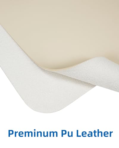 Image of AFIING Leather Desk Pad Protector, Mouse Pad, Office Desk Mat, Non-Slip PU Leather Desk Blotter, Large Desk Mat, Waterproof Keyboard Mat for Office /Home /Decor (Beige, 55 inch x 17 inch)
