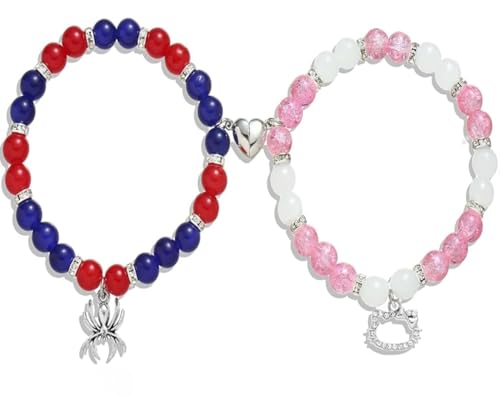 Image of Spiderman Kitty Magnetic Friendship Bracelets, Couple's Bracelets, Valentine's Day Gifts for BFF, BF, GF, Women, Men, Girls, Kids